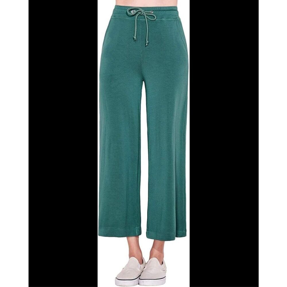 Sundry Modal Soft Cotton Lightweight Green Ankle Wide Leg Sweatpants - Women’s U